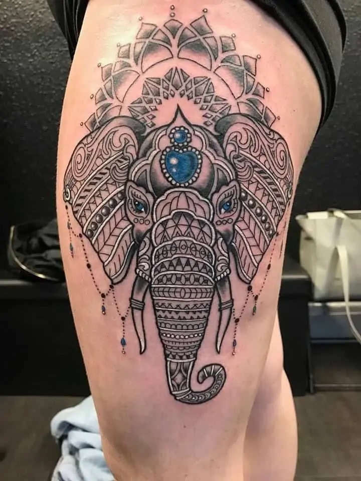 Elephant Thigh Tattoo Mandala Tattoo Designs 1