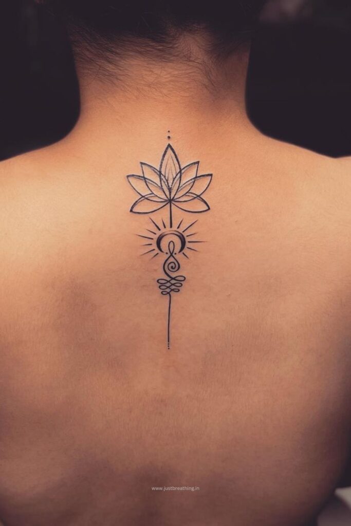Mandala lotus and moon tattoo 1