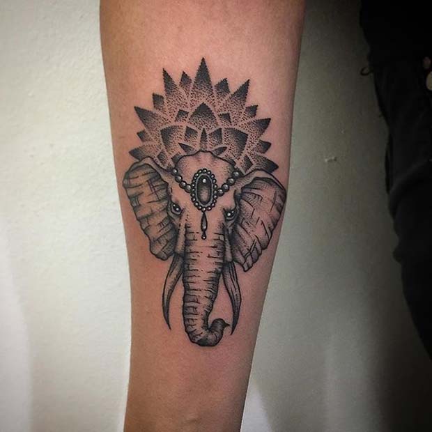 beautiful Small mandala elephant tattoo