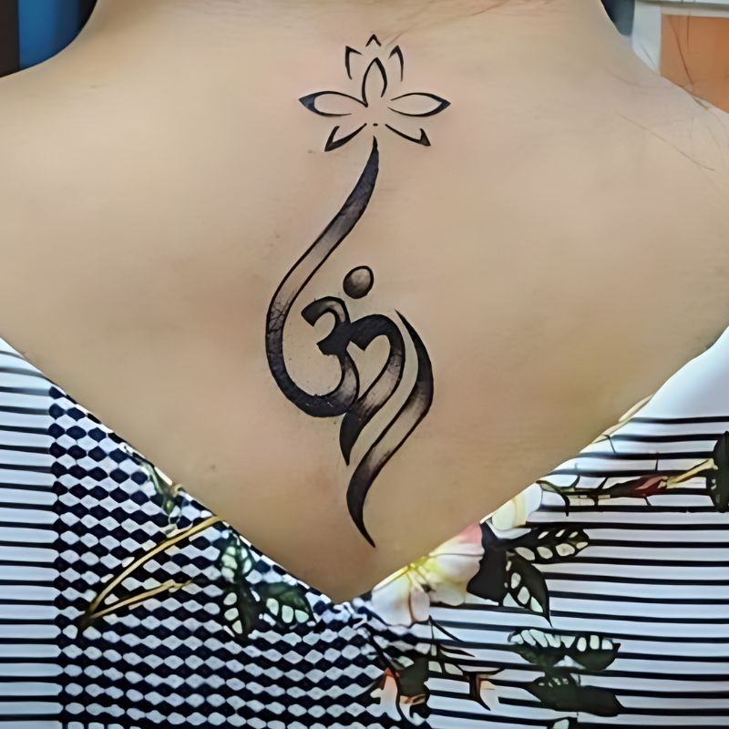 Om Breathe Symbol Tattoo back symbol designs for females