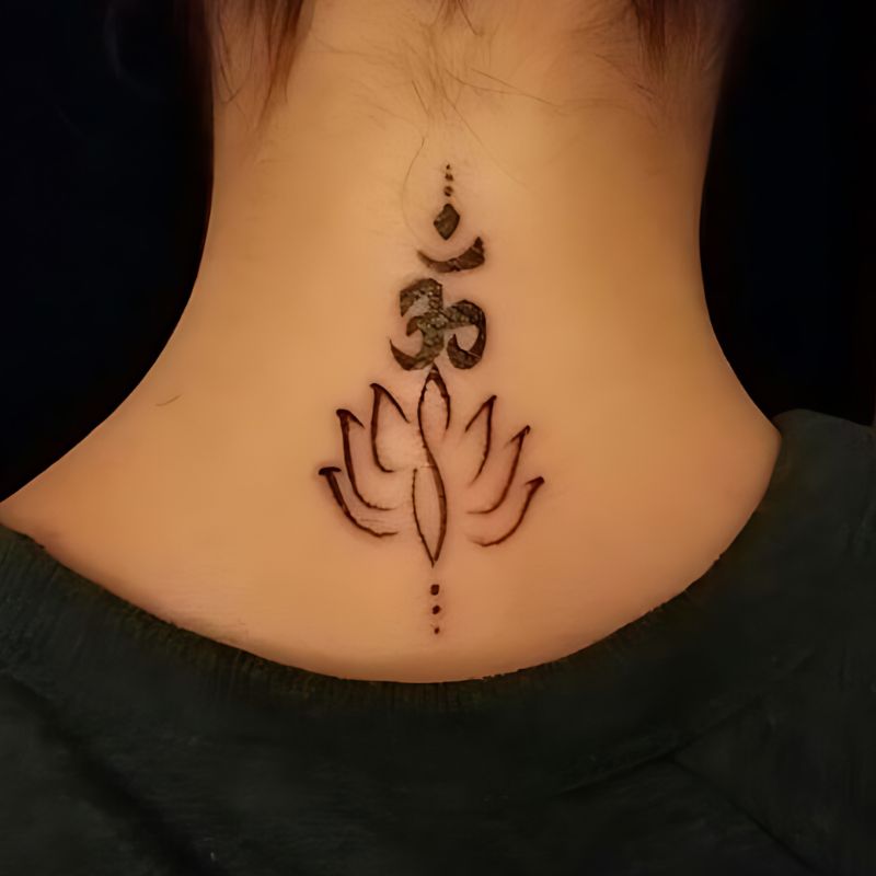 Om Breathe Symbol Tattoo back symbol with Lotus tattoo tattoo designs for females